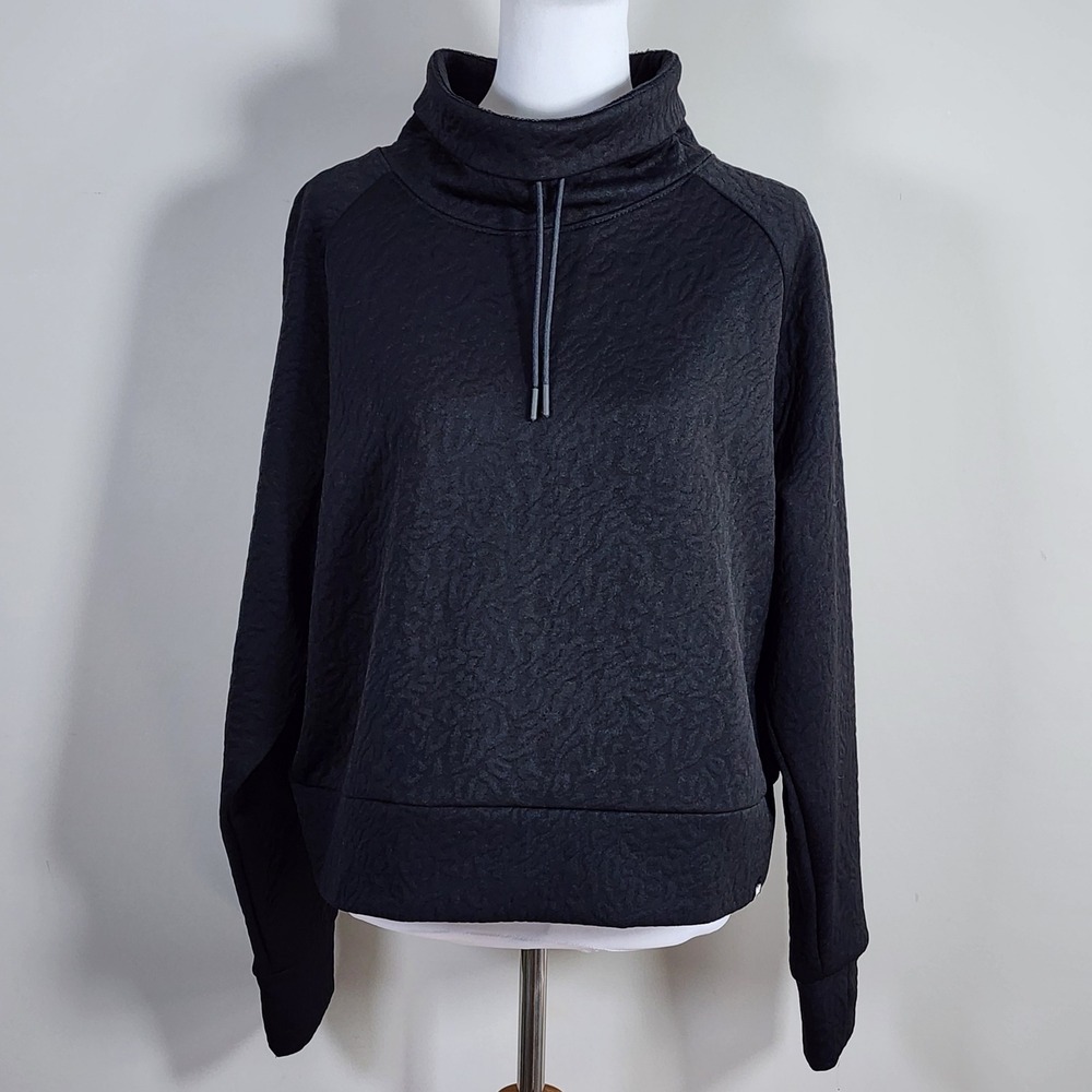 Juicy Couture Sport Quilted Funnel Neck Sweatshirt Womens Large Black Textured